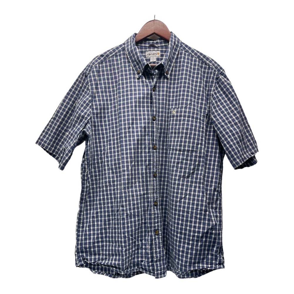 Carhartt Men's XL Blue Plaid‎ Relaxed Fit Button Down Shirt